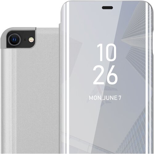 Cadorabo Ohi&amp;scaron;je, združljiv z Apple v Agate Silver - Clear View Zrcalo Za&amp;scaron;čitni pokrov s funkcijo stojala 360 stopinj za&amp;scaron;čita, (20570021) Slike