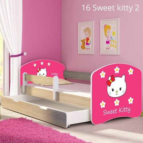  Otro&scaron;ka postelja ACMA z motivom, stranska sonoma + predal 160x80 cm 16 Sweet Kitty 2 Cene