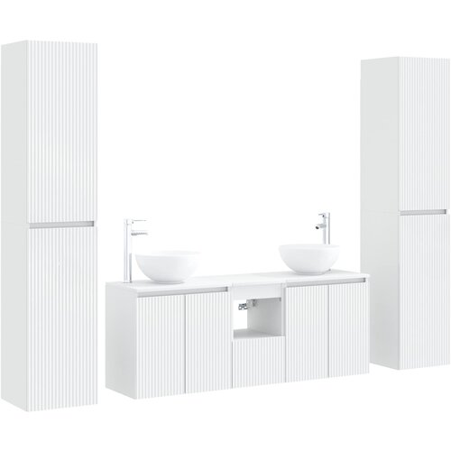  Set namje&amp;scaron;taja za kupaonicu 5 kom. Bijela 33 x 34,5 x 160 cm Slike