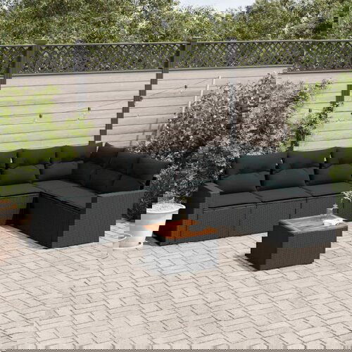 vidaXL 8-dijelni set vrtnih sofa od poliratana s jastucima crni Cijene