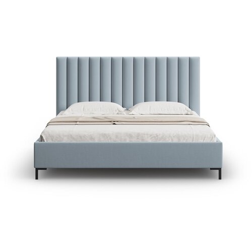 Mazzini Beds Svetlo modra oblazinjena zakonska postelja s prostorom za shranjevanje z letvenim dnom 140x200 cm Casey &amp;ndash; Slike