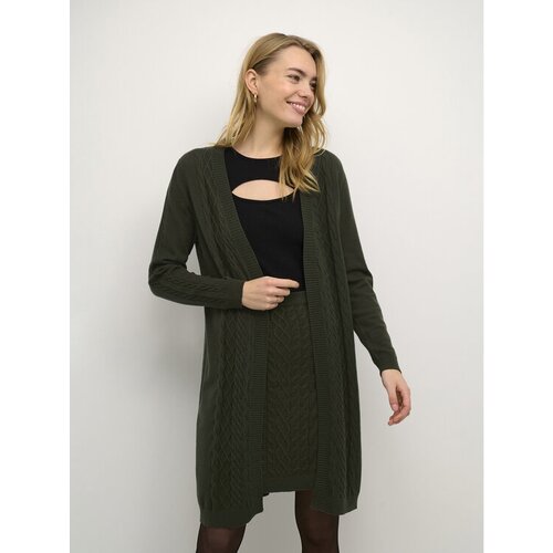 Cream Pletena jopica Crdela Long Knit 10611901 Zelena Straight Fit Slike
