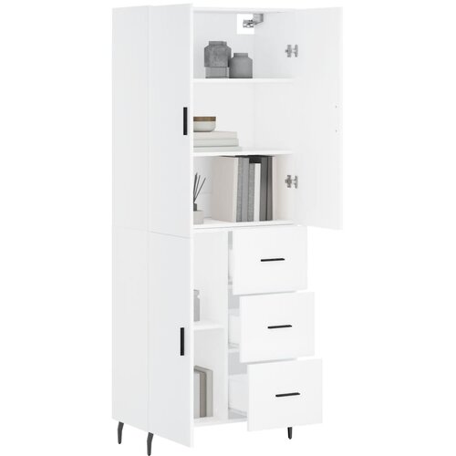  Visoka komoda bijela 69,5x34x180 cm konstruirano drvo Slike