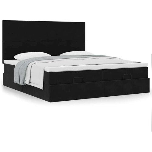 vidaXL Otomanski posteljni okvir z vzmetnicami črn 180x200cm žamet Cene