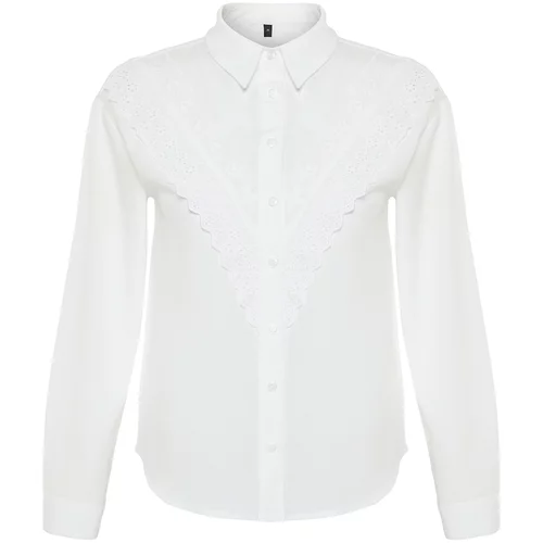 Trendyol Ecru Embroidery and Lace Detail Woven Shirt