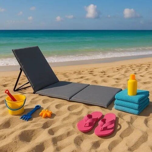 LemonPlanet Sklopiva ležaljka za plažu 150x52cm/ siva Slike