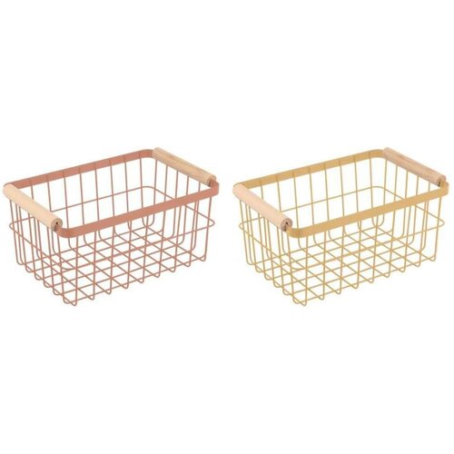  Višenamjenska Košara DKD Home Decor Metal Terakota Rumena Borovina (30 5 x 20 x 14 5 cm) (2 kom.) Cijene
