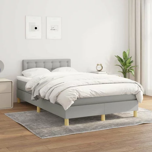  Box spring postelja z vzmetnico svetlo siva 120x200 cm blago, (20724175)