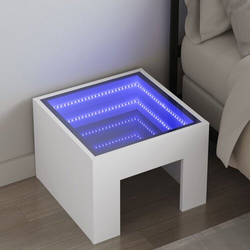 VidaXL Noćni ormarić s beskonačnim LED svjetlima bijeli 40x40x30 cm Slike