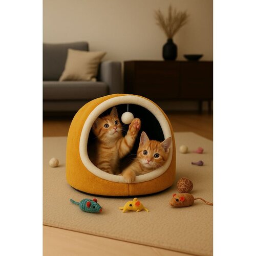Paws &amp;amp;amp; Whiskers krevet za mačke Alaska STD, 40 x 35 x 35 cm, žuti Slike