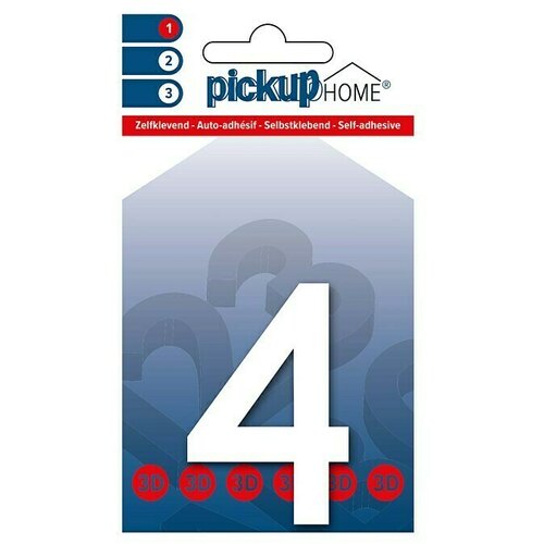 Pickup 3D Home Kućni broj Rio (Visina: 6 cm, Motiv: 4, Bijele boje, Plastika, Samoljepljivo) Slike