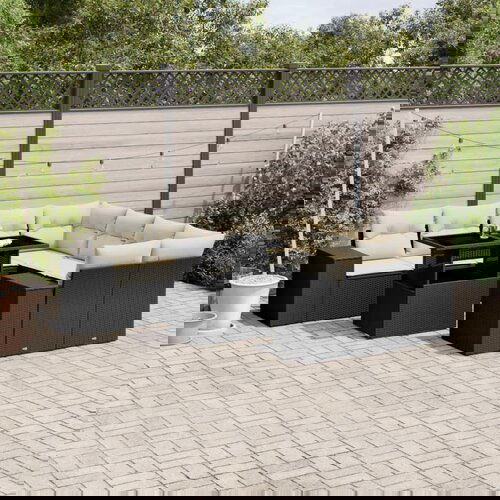  The Living Store Vrtna sedežna garnitura 9-delna z blazinami črn poli ratan - Vrtna Sedežna Garniture, (21477833) Cene