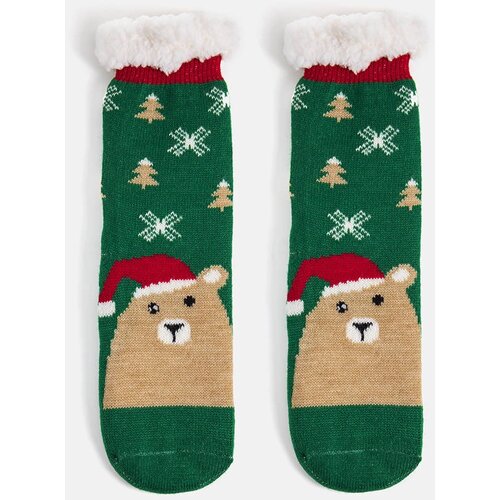 Gemre Green Insulated Socks with Challi Bear Cene