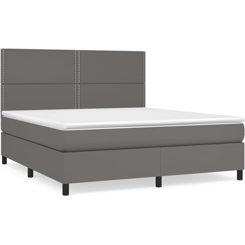 Maison Chic Box spring postelja - Vzmetna postelja z vzmetnico siva 180x200 cm umetno usnje SL14801, (21900242) Cene