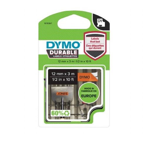 Dymo DURABLE trak 12 mm, D1, črna na oranžni Slike