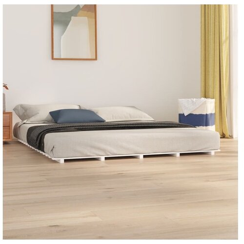  Posteljni okvir bel 200x200 cm trdna borovina Cene