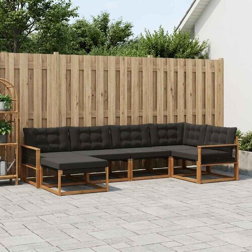 Set vanjskih sofa 6 kom. Prirodna i crna Čvrsto drvo akacije Cijene