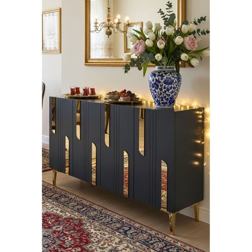 Hanah home komoda Nota 120, 120 cm, antracit / zlatna Cene