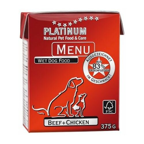 Platinum hrana za pse menu govedina i piletina 375gr Slike