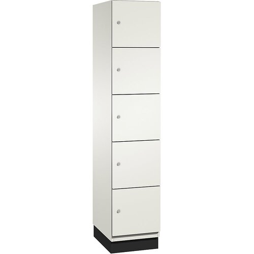 C+P omara cambio s predelki z zaklepanjem in vrati iz hpl, 5 predelkov, korpus čisto bel / vrata bela, širina 400 mm Cene