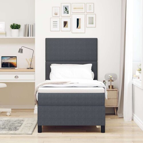 Box Spring Krevet s Madracem i LED Tamnosivi 90x200 cm Kordura Tkanina Slike
