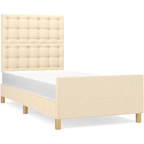 VidaXL Posteljni okvir z vzglavjem krem 90x200 cm blago, (20903240) Slike