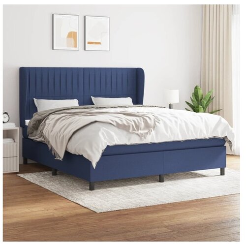  Box spring postelja z vzmetnico modra 160x200 cm blago Cene