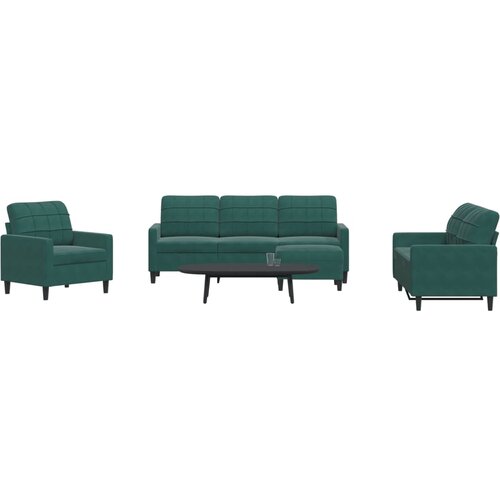VidaXL 4-dijelni set sofa s jastucima tamnozeleni bar&amp;scaron;unasti Slike