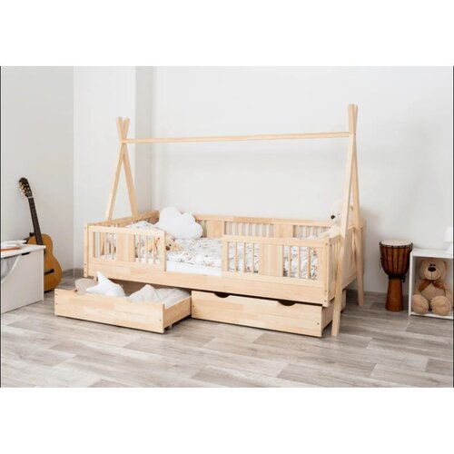 Molarem Home Drveni dječji krevet Luna Tipi - svijetlo drvo - 180x90 cm - S 2 ladice Cijene