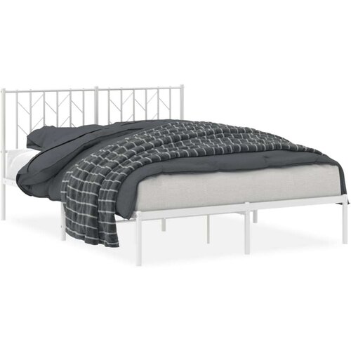 VidaXL Metalni okvir za krevet s uzglavljem bijeli 140 x 200 cm Slike
