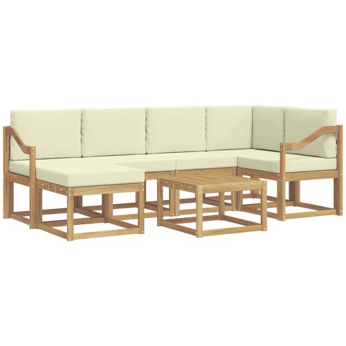 vidaXL Zunanja garnitura za sedenje z blazino 7 pcs Bela in krem, (5000272692) Cene