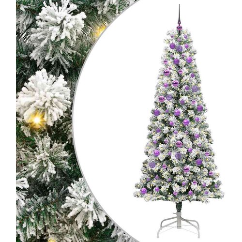 VidaXL Umjetno božićno drvce s nogom Zelena i bijela 210 cm PVC Slike