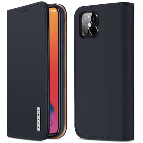 Dux ducis Wish Bookcase etui iz pravega usnja za iPhone 12 Pro Max, moder Cene