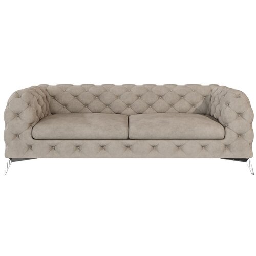 Ropez Sivo-bež baršunasti sofa 225 cm Chelsea – Cene