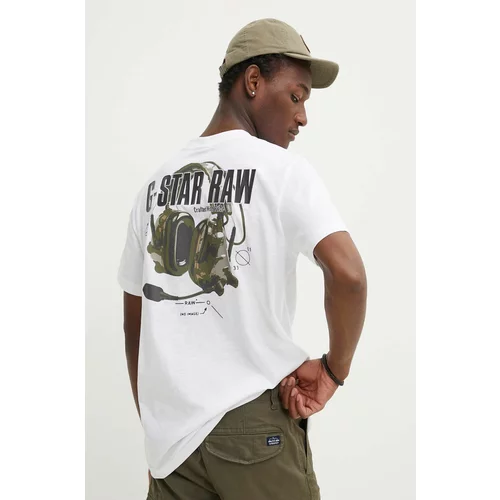 G-star Raw Pamučna majica za muškarce, boja: bijela, s tiskom, D24687-C372