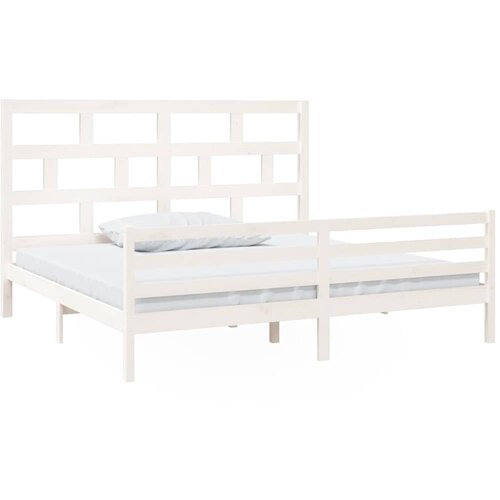  Okvir za krevet od masivne borovine bijeli 200 x 200 cm Slike