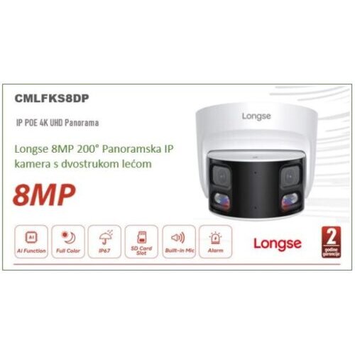 Longse 8MP 200&deg; Panoramska IP kamera s dvostrukom lećom Cijene