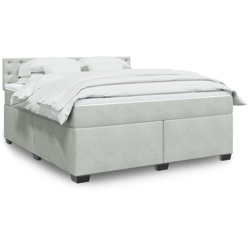 vidaXL Box spring postelja z vzmetnico svetlo siva 180x200 cm žamet Cene