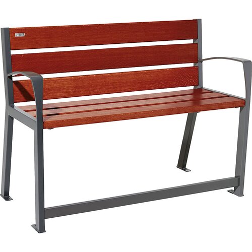 PROCITY Lesena klop SILAOS®, s hrbtnim naslonjalom, za ostarele, dolžina 1200 mm, antracitno sive barve, mahagoni Cene