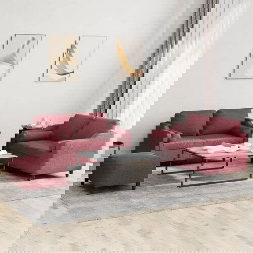  The Living Store Sedežna garnitura z vzglavniki 3-delna vinsko rdeče blago - Sedežna Garnitura, (21473283) Cene