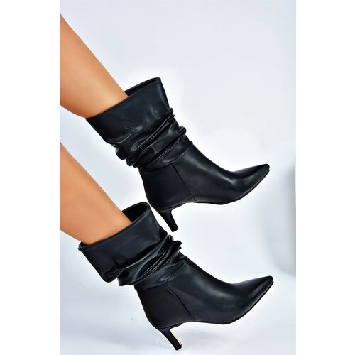 Fox Shoes Women's Black Gathered Short Heel Boots Slike