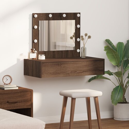 VidaXL rjava hrastova les in steklo 83 x 40 x 70 cm toaletna miza Slike