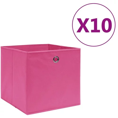  Škatle 10 kosov netkano blago 28x28x28 cm roza