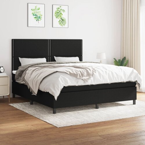  Krevet s oprugama i madracem crni 180x200 cm od tkanine Slike