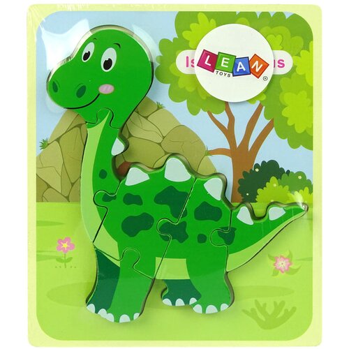  Wooden Isanosaurus Green Dinosaur Puzzle Slike