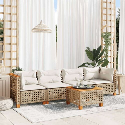 vidaXL 5-dijelni vrtni set sofa s jastucima bež od poliratana Cene