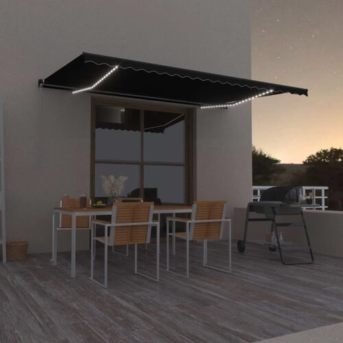 Tenda na ručno uvlačenje s LED svjetlima 500x350 cm antracit Cijene