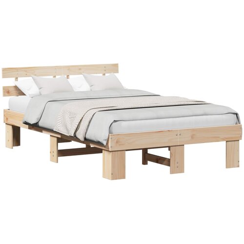  Krevetna konstrukcija Prirodna 135 x 190 cm Čvrsto borovo drvo Slike