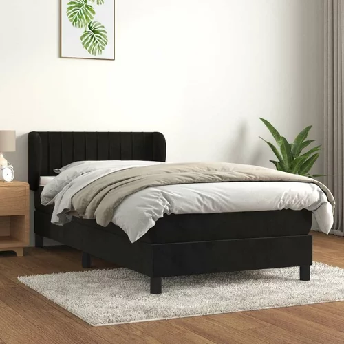 Box spring postelja z vzmetnico črn 90x190 cm žamet, (20897569)