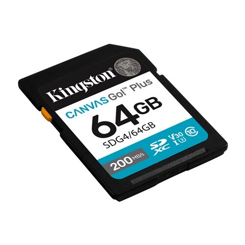 Kingston Technology SD card 64 GB SDG4/64GB SDXC,r/w:200/100MB/s, DSLRs, mirrorless cameras, 4K video Cijene